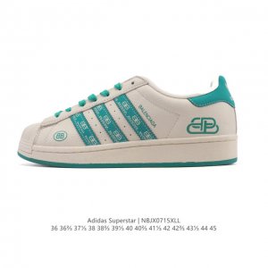 公司级 阿迪达斯 Adidas Superstar 2025年新款鞋子 蛇年新款经典贝壳头系列 新款休闲板鞋潮流男女士运动鞋 路易威登联名。鞋面柔软皮革拼接材质