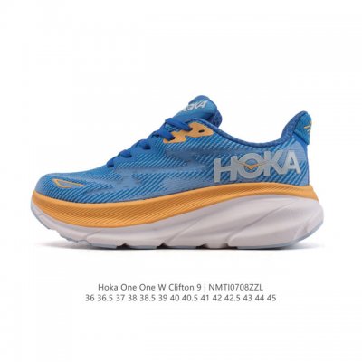 Hoka One One 升级款 Clifton 9 克利夫顿9代 男女士休闲跑步鞋轻量缓震运动鞋。此次，Clifton 9 厚了也轻了。非凡脚感，更厚更轻更稳