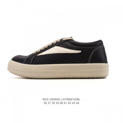 公司级 Rick Owens 复古百搭 时尚 舒适透气 耐磨 休闲鞋 市售最高版本 Rick Owens 瑞克 欧文斯 粗鞋带 低帮高街休闲运动板鞋 原鞋开发