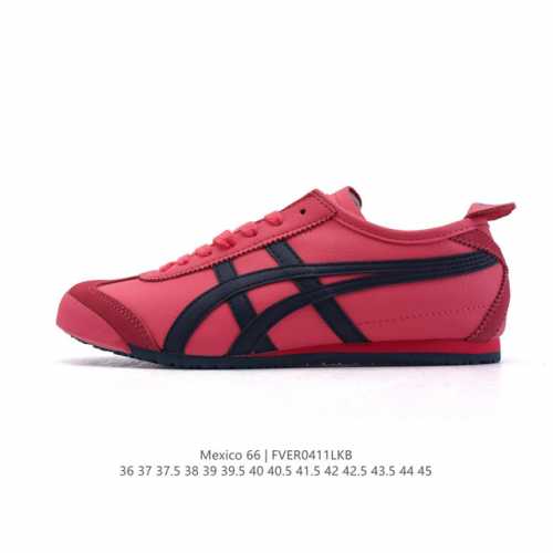 真标 亚瑟士 Onitsuka Tiger Mexico 66 Slip On 鬼冢虎复古时尚 舒适透气皮革鞋面耐磨防滑 休闲运动跑步鞋 虎底采用磨耐防橡滑胶底
