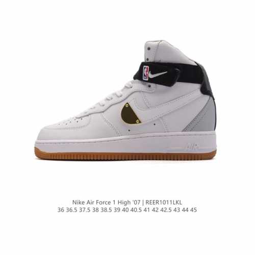 耐克 Nike Air Force 1 ‘07 High 空军一号 Af1 高帮魔术贴百搭休闲厚底增高运动板鞋时尚男女鞋，柔软、弹性十足的缓震性能和出色的中底设