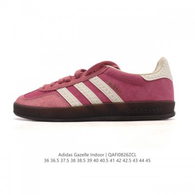 阿迪达斯 Adidas Originals Gazelle Indoor复古三叶草防滑透明橡胶板鞋经典运动鞋。这款经典鞋,忠于原版设计,缀撞色三条纹和鞋跟饰片。
