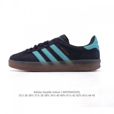 阿迪达斯 Adidas Originals Gazelle Indoor复古三叶草防滑透明橡胶板鞋经典运动鞋。这款经典鞋,忠于原版设计,缀撞色三条纹和鞋跟饰片。