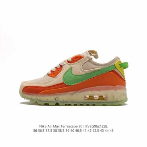 真标 耐克Nike Air Max Terrascape 90 复古休闲运动鞋厚底增高气垫缓震男女跑步鞋 。革新外底设计，打造出众造型；半透明 Nike Gri