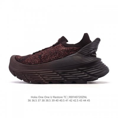 公司级 Hoka One One Restore 弹性舒适减震防滑 低帮 涉溪鞋 休闲跑步鞋 男女同款 一脚蹬 厚底增高运动跑步鞋。简评一下：1.做工：很细致，