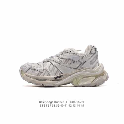 独家实拍 Ok扫描版本 新 款balenciaga 巴黎世家-Runner 2.0运动老爹鞋，通过溢胶、做旧、缝线等细节，展示了设计师 Demna 的运动鞋风格