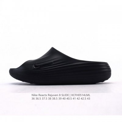新品 耐克 Nike Reactx Rejuven8 Slide 沙滩拖鞋 露趾拖鞋 一体成型 一脚蹬 厚底增高休闲柔软回弹耐磨踩屎感透气凉拖鞋 25夏季新款轻