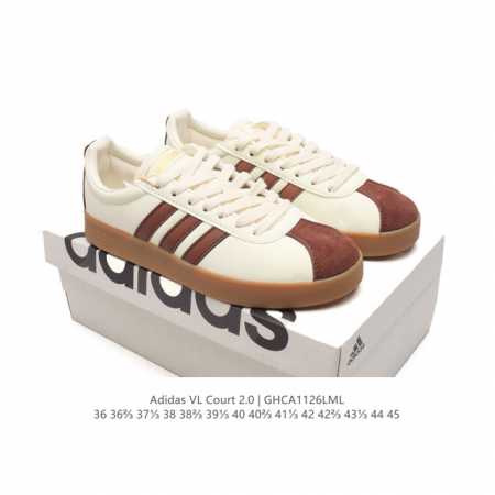 特价 Adidas T头鞋 阿迪达斯 Vl Court 2.0 Shoes 运动休闲板鞋小白鞋，这款t形鞋头运动鞋,力求无论球场或街头,皆显耀眼出众。采用绒面革 - 点击图像关闭