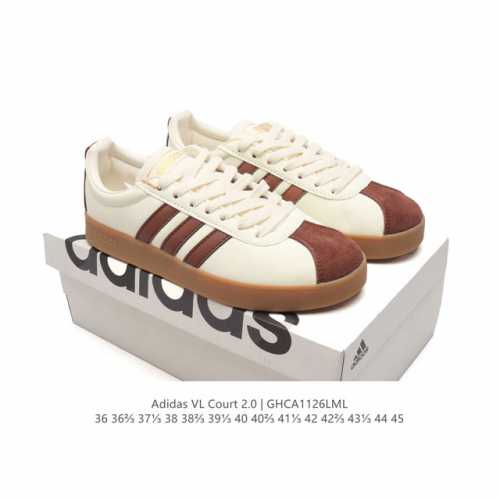特价 Adidas T头鞋 阿迪达斯 Vl Court 2.0 Shoes 运动休闲板鞋小白鞋，这款t形鞋头运动鞋,力求无论球场或街头,皆显耀眼出众。采用绒面革