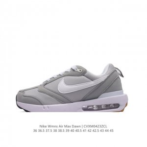 耐克 Nike Air Max Dawn 黎明系列 低帮气垫百搭休闲运动慢跑鞋。从配色上彰显出浓厚的复古气质。最大的亮点当属鞋型设计上加入结构元素，汲取1984