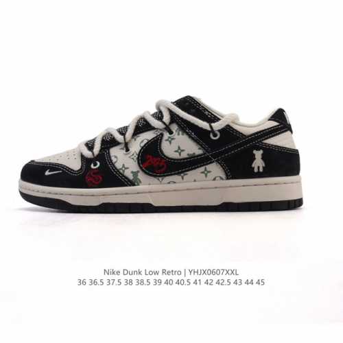 公司级 耐克 Nike Dunk Low Retro 运动鞋复古板鞋 解构绑带 双鞋带 路易威登联名。作为 80 年代经典篮球鞋款，起初专为硬木球场打造，后来成