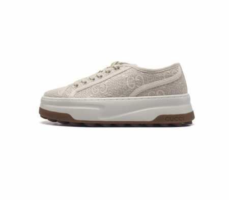 Gucci 古奇 小白鞋 古驰奢侈品女运动板鞋 休闲鞋子 Gucci Tennis 1977老花鞋 经典耐穿 复古感满满的gucci老花鞋老花满印板鞋 生胶底 - 点击图像关闭