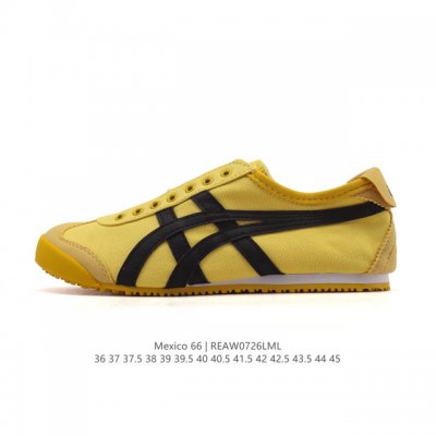 真标 亚瑟士 Onitsuka Tiger Mexico 66 Slip On 鬼冢虎复古时尚 舒适透气帆布织物鞋面耐磨防滑 休闲运动跑步鞋 虎底采用磨耐防橡滑