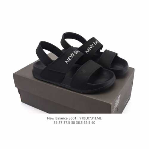 新品公司级 新百伦 New Balance3601一字带凉鞋女款黑色时尚潮流百搭高颜值休闲运动 沙滩凉拖鞋 D宽 这款女士凉鞋鞋面采用合成材质，可调节，透气出汗