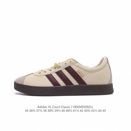阿迪达斯 Adidas Vl Court Classic Shoes 运动休闲板鞋德训鞋 T头鞋 这款adidas经典运动鞋，以经典造型塑就百搭风格。灵感源自a - 点击图像关闭