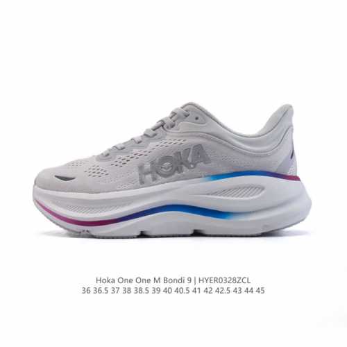170 hoka畅行无阻 Hoka One One Bondi 9 舒适百搭耐磨轻便 低帮跑步鞋 男女款。Bondi 9 最显著的变化在于其鞋底单元，原本扎实可