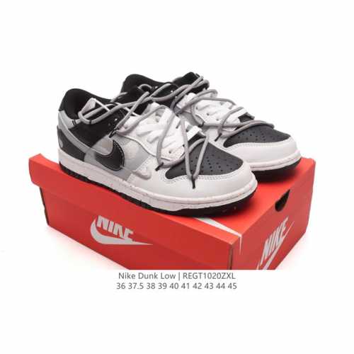 耐克 男女鞋 Nike Dunk Low 运动鞋解构绑带 双鞋带 复古板鞋，尽情迈步，彰显个性风采。采用柔软皮革鞋面，经久耐穿，塑就如元年款 Dunk 般的复古