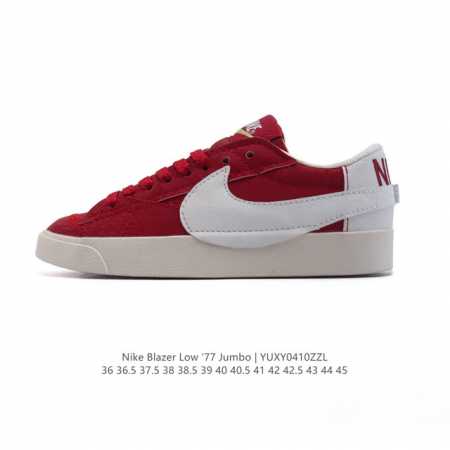 公司级 耐克 Nike Blazer Low '77 Jumbo 运动鞋，抓地板鞋，革新重塑经典街头人气鞋款，采用人气传统外观，巧搭大号耐克勾勾设计和宽大鞋带。 - 点击图像关闭