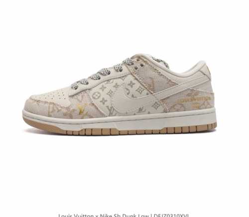 耐克 Nike Sb Dunk Low Pro X Lv 路易威登 联名 复古低帮休闲运动滑板板鞋 采用脚感柔软舒适zoomair气垫 有效吸收滑板等极限运动在