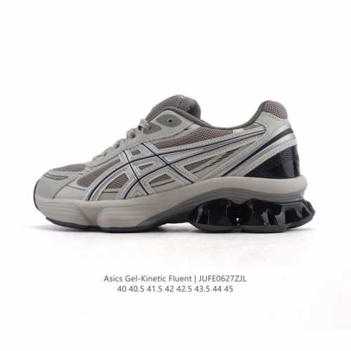 新品公司级 亚瑟士Asics Gel-Kinetic Fluent 舒适百搭 合成革防滑耐磨 低帮跑步鞋 男款 首先配色上十分经典百搭的黑金配色，非常好去搭配衣