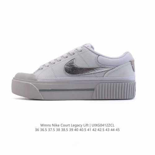 Nike 耐克 Court Legacy Lift 男女士运动鞋 运动厚底小白鞋 复古休闲鞋，上部和合成的 Strati 重叠,增加纹理、深度和透气性。 刺绣细