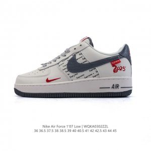 140 耐克 Nike Air Force 1 '07 Low 2025新年新款 蛇年限定 空军一号含气垫 小白鞋 低帮百搭厚底增高休闲运动板鞋。柔软、弹性十足