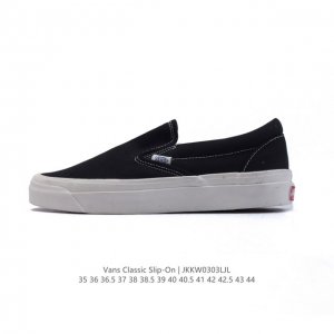 100 万斯 Vans Classic Slip-On 范斯经典低帮百搭一脚蹬休闲板鞋帆布情侣鞋。 类型：男女鞋 码数：35-44 硫化半码 编码：Jkkw03