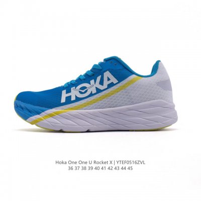 新品 Hoka One One 男女款火箭 Rocket X 轻便透气缓震支撑碳板竞速马拉松公路跑步鞋 White Diva Blue 深海蓝 M5 W6Hok