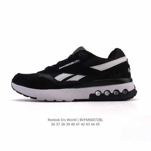 新品公司级 Reebok 锐步 Ers World 运动 百搭 耐磨 橡胶 复古慢跑鞋， 气垫耐磨情侣缓震透气皮革网面拼接鞋运动休闲老爹潮鞋子，经典系列时尚与经