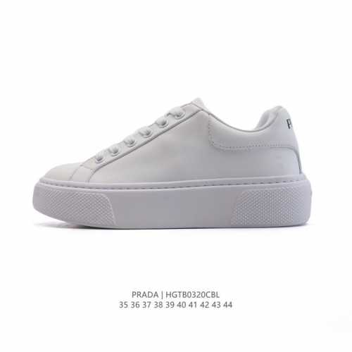 460 【公司级】Prada系列／Prada 普拉达男女士同款小白鞋 厚底增高运动跑步鞋 时尚板鞋 Prada.普拉达高端品牌休闲慢跑鞋 完美做工.演绎完美选择
