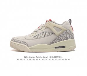 头层皮 耐克 乔丹 Nike Jordan Spizike Low 低帮经典爆裂纹复古运动篮球鞋 全新低帮造型吸睛 整双鞋在融合了 Air Jordan 经典鞋