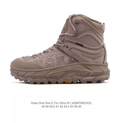 纯原Hoka One One Tor Ultra High 托亚 织物皮革 潮流舒适 防滑耐磨防水包裹性 高帮 户外功能鞋 鞋面采用舒适面料 带来良好的穿着体验
