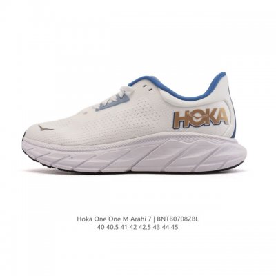 新品公司级 Hoka One One M 轻薄运动鞋 Arahi 7 针织厚底老爹鞋 反光细节 鞋垫饰有标志 橡胶厚底 圆头 正面系带 衬垫设计 鞋底饰有Log