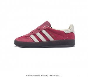 阿迪达斯 Adidas Originals Gazelle Indoor 复古三叶草防滑透明橡胶板鞋经典运动鞋 这款经典鞋,忠于原版设计,缀撞色三条纹和鞋跟饰片