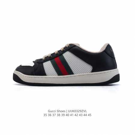 公司级 古驰男女鞋 Gucci Screener系列做旧脏脏鞋 闪钻鞋面时尚厚底增高复古板鞋潮运动鞋，复古学院风款式与融入怀旧运动服风格的面料风靡数十年，不同风 - 点击图像关闭