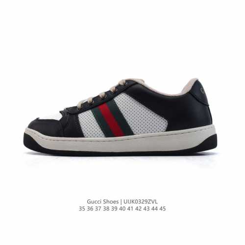 公司级 古驰男女鞋 Gucci Screener系列做旧脏脏鞋 闪钻鞋面时尚厚底增高复古板鞋潮运动鞋，复古学院风款式与融入怀旧运动服风格的面料风靡数十年，不同风