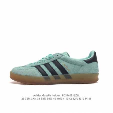 阿迪达斯 Adidas Originals Gazelle Indoor 复古三叶草防滑透明橡胶板鞋经典运动鞋。这款经典鞋,忠于原版设计,缀撞色三条纹和鞋跟饰片 - 点击图像关闭