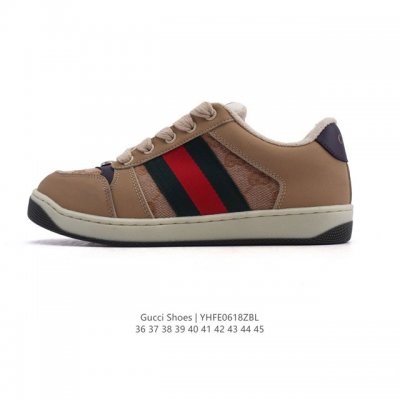 公司级 古驰男女鞋 Gucci Screener系列做旧脏脏鞋 时尚厚底增高复古板鞋潮运动鞋，复古学院风款式与融入怀旧运动服风格的面料风靡数十年，不同风格演绎出