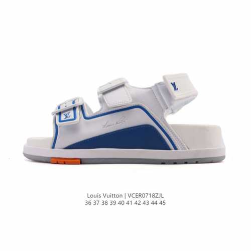 公司级 Lv 路易威登Louis Vuitton 大Logo印花 厚底增高休闲凉鞋 众多明星网红上脚 鞋面采用牛皮材质 扣饰经过防氧化防腐蚀处理 原版大扣 并非