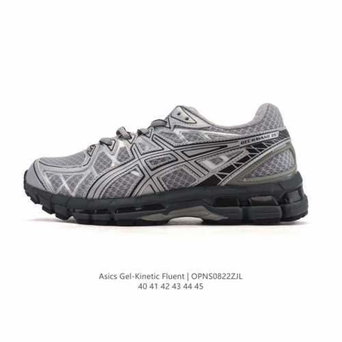公司级 亚瑟士Asics Gel-Kinetic Fluent 舒适百搭 合成革防滑耐磨 低帮跑步鞋 男款 首先配色上十分经典百搭的黑金配色，非常好去搭配衣裤穿