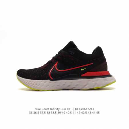 耐克 Nike React Infinity Run Fk 3 Prm 公路跑步鞋。助你在疾速跑后快速恢复，明天继续挑战耐力跑，你的征程它都能稳稳守护。 加宽前 - 点击图像关闭