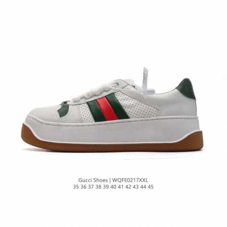公司级 古驰 Gucci Screener系列做旧脏脏鞋时尚厚底增高复古板鞋潮运动鞋，复古学院风款式与融入怀旧运动服风格的面料风靡数十年，不同风格演绎出的协奏之 - 点击图像关闭