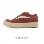 公司级 Rick Owens 复古百搭 时尚 舒适透气 耐磨 休闲鞋 市售最高版本 Rick Owens 瑞克 欧文斯 粗鞋带 低帮高街休闲运动板鞋 原鞋开发