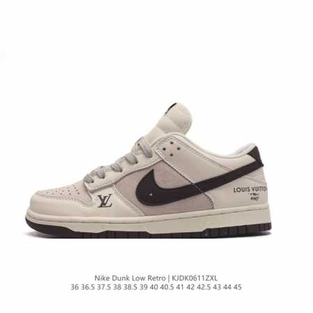 耐克 Nike Dunk Low Retro 运动鞋复古板鞋 路易威登联名运动鞋，作为 80 年代经典篮球鞋款，起初专为硬木球场打造，后来成为席卷街头的时尚标杆 - 点击图像关闭