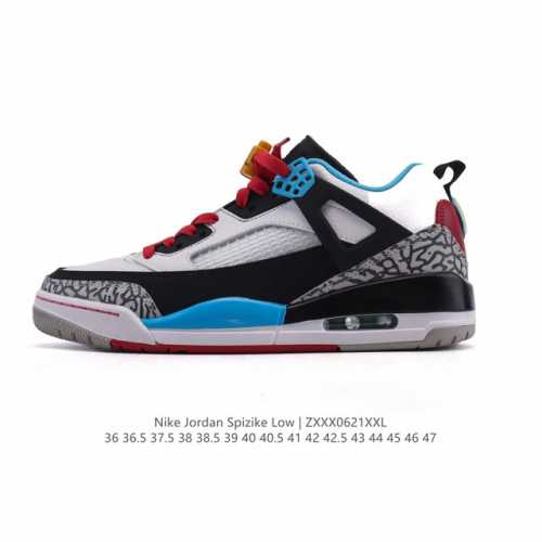 公司级 耐克 Nike Jordan Spizike Low 经典爆裂纹复古运动篮球鞋！全新低帮造型吸睛！整双鞋在融合了 Air Jordan 经典鞋款中的标志