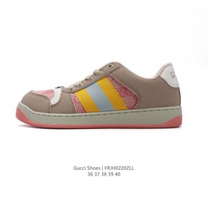 高品质性价比 古驰女鞋 Gucci Screener系列做旧脏脏鞋时尚厚底增高复古板鞋潮运动鞋，复古学院风款式与融入怀旧运动服风格的面料风靡数十年，不同风格演绎