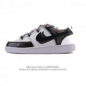 公司级 耐克Nike Court Vision Low 校园风低帮复古篮球板鞋男女运动鞋 解构绑带 双鞋带。延续80年代复古篮球鞋，添加学院风细节。皮革组合鞋面