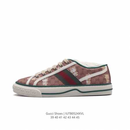 Gucci 古奇 小白鞋 古驰奢侈品男运动鞋休闲鞋子 Gucci Tennis 1977老花帆布鞋，经典耐穿复古感满满的gucci老花帆布鞋老花满印板鞋 红绿 - 点击图像关闭