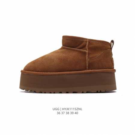 Ugg 中帮靴子 雪地靴 俏皮可爱的百变造型， 美国轻奢品牌ugg 平底系列冬季羊毛一体雪地休闲保暖毛毛家居包头棉鞋。官方同步包装 检验标 材料采用原厂防污防水 - 点击图像关闭