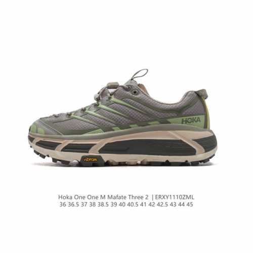 公司级 HOKA ONE ONE Mafate Three 2 男女子跑步鞋 越野跑新配色！采用 Mafate Speed 2 缓冲性良好的底部单元，搭载有快速